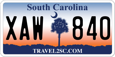 SC license plate XAW840