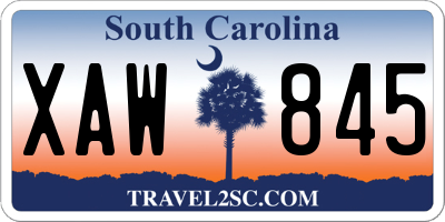 SC license plate XAW845