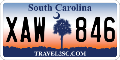 SC license plate XAW846