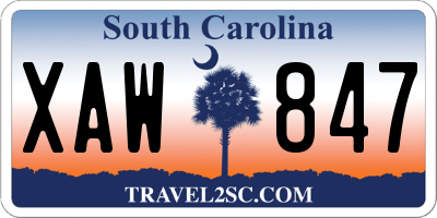 SC license plate XAW847