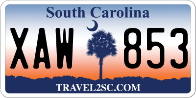 SC license plate XAW853