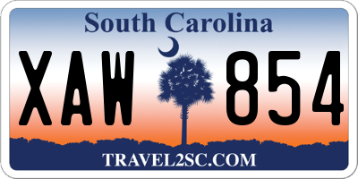SC license plate XAW854