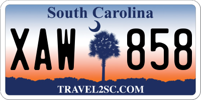 SC license plate XAW858