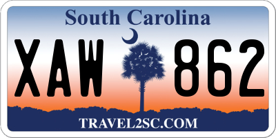SC license plate XAW862