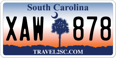 SC license plate XAW878
