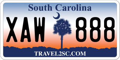 SC license plate XAW888
