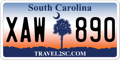 SC license plate XAW890
