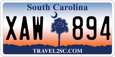 SC license plate XAW894
