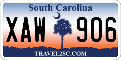 SC license plate XAW906