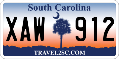 SC license plate XAW912