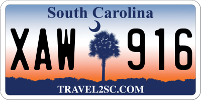 SC license plate XAW916