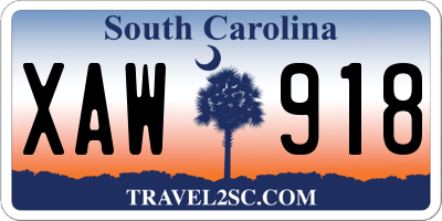 SC license plate XAW918