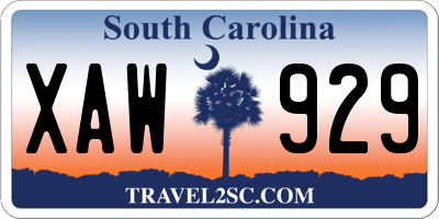 SC license plate XAW929