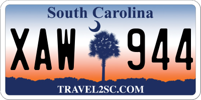 SC license plate XAW944
