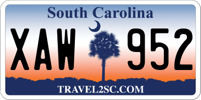 SC license plate XAW952