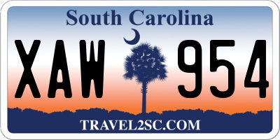 SC license plate XAW954