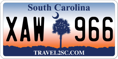 SC license plate XAW966