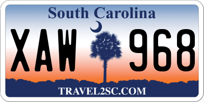 SC license plate XAW968