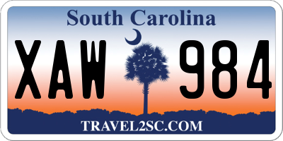 SC license plate XAW984