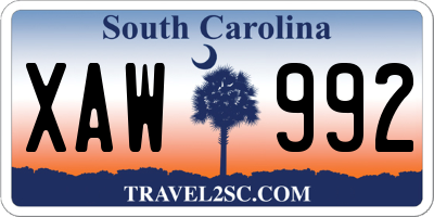SC license plate XAW992