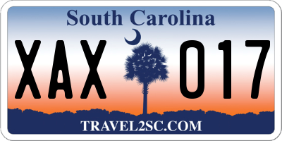 SC license plate XAX017