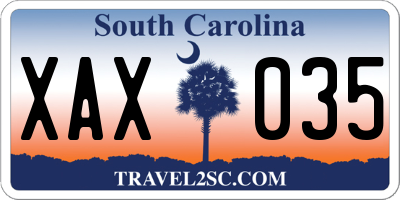 SC license plate XAX035