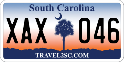 SC license plate XAX046