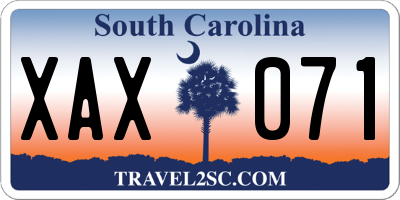 SC license plate XAX071
