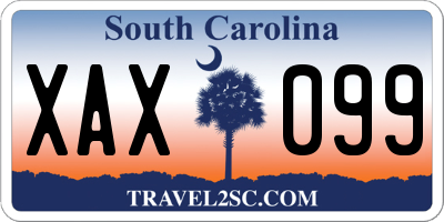 SC license plate XAX099