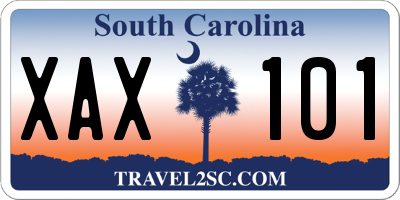 SC license plate XAX101