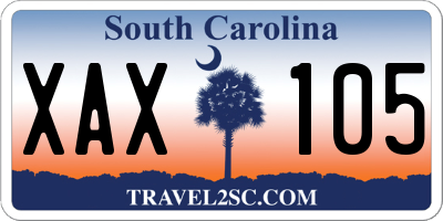 SC license plate XAX105