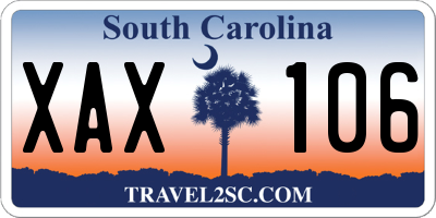 SC license plate XAX106