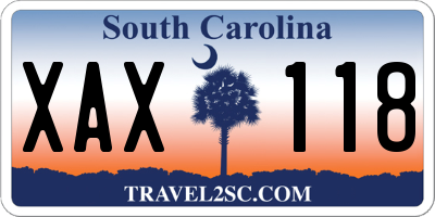 SC license plate XAX118