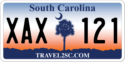 SC license plate XAX121