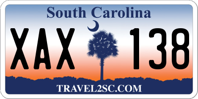 SC license plate XAX138