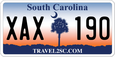 SC license plate XAX190
