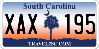 SC license plate XAX195