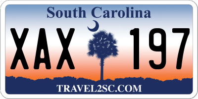 SC license plate XAX197