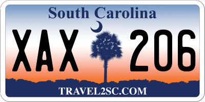 SC license plate XAX206