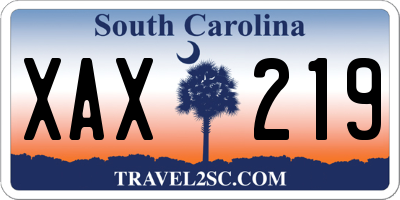 SC license plate XAX219