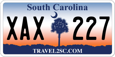 SC license plate XAX227