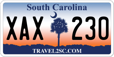 SC license plate XAX230