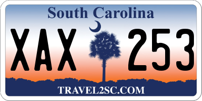 SC license plate XAX253
