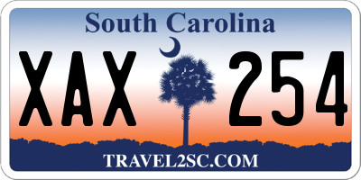 SC license plate XAX254