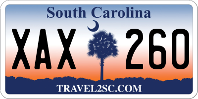 SC license plate XAX260