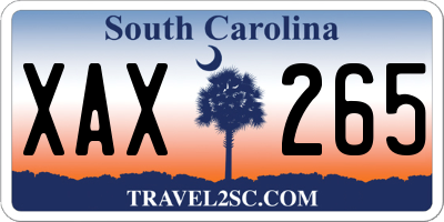 SC license plate XAX265