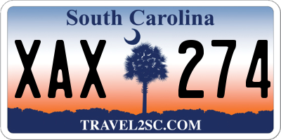 SC license plate XAX274