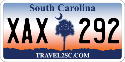 SC license plate XAX292