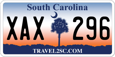 SC license plate XAX296