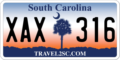 SC license plate XAX316